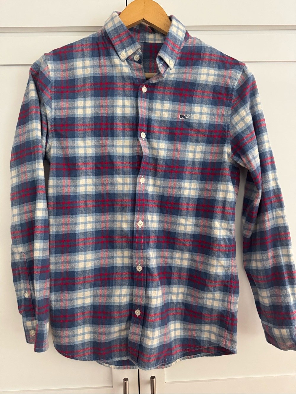 Vineyard Vines Red, Blue & White Plaid warm soft cotton Button-Down Shirt Boys L